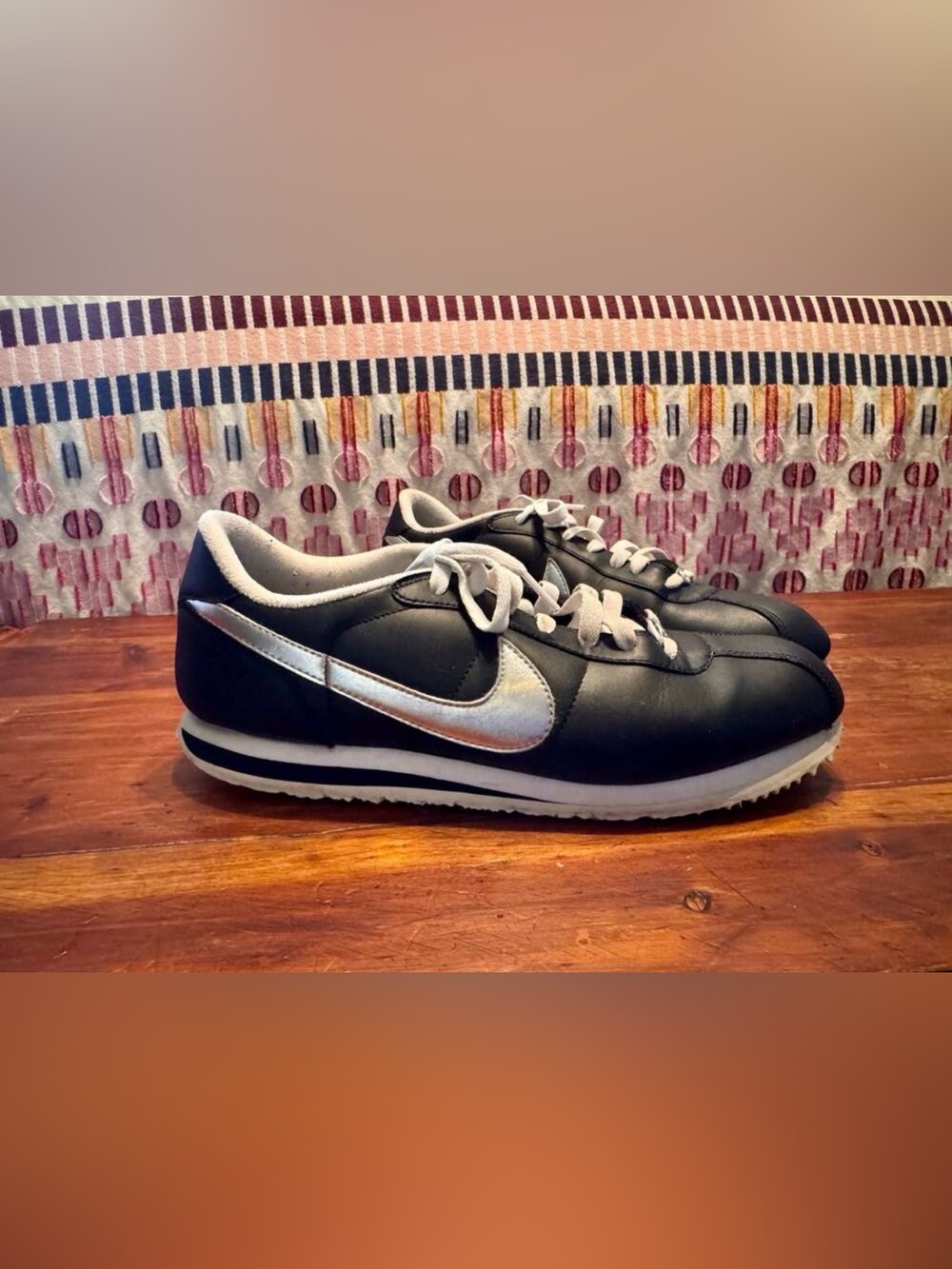 Nike Cortez Y2K Retro Black Silver Sneakers Men’s 10.5 Vintage 2000s Streetwear
